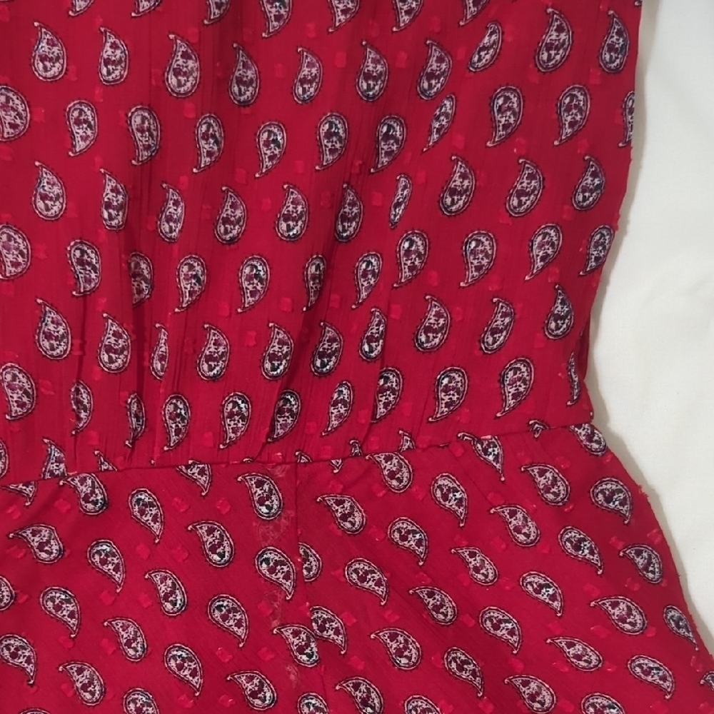 LOFT Paisley Mini Dress, Color Red/White Size 8 - Picture 15 of 16
